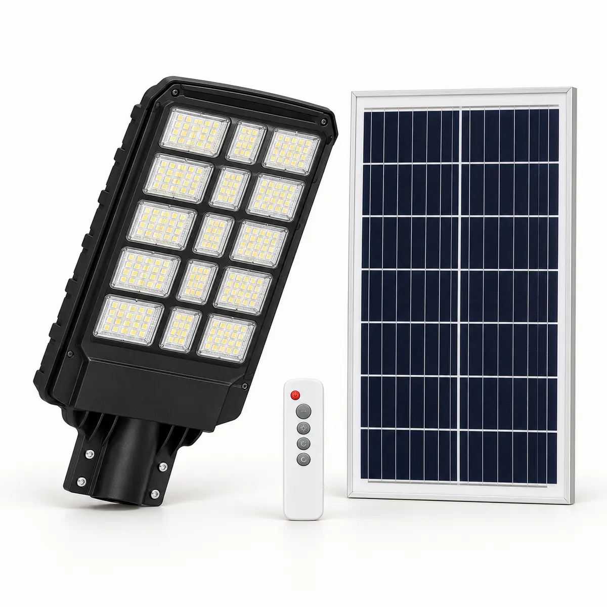 Luminaria solar de calle con panel y control remoto — 800 W anunciados